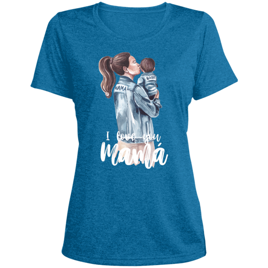 I LOVE YOU MOMMA Heather Scoop Neck Performance Tee (Boy)