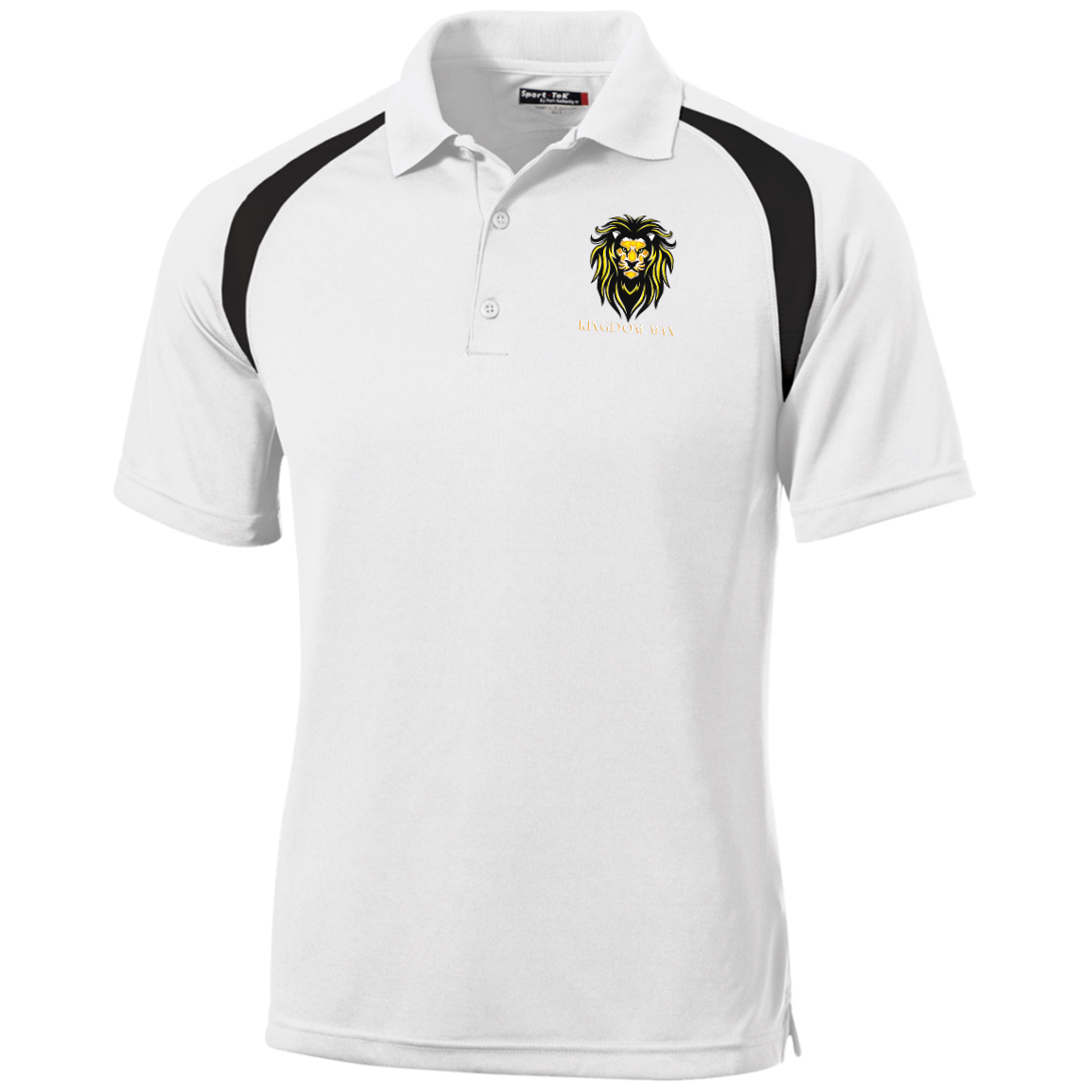 KINGDOM MAN Moisture-Wicking Tag-Free Golf Shirt (White Logo Accent)