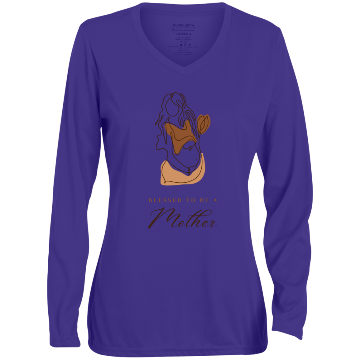 BLESSED TO BE A MOTHER Moisture-Wicking Long Sleeve V-Neck Tee