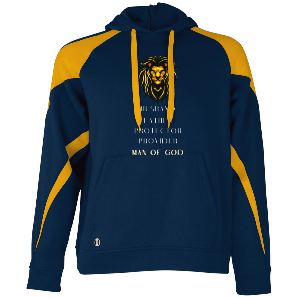 MAN OF GOD Athletic Color Block Fleece Hoodie (White Wording)