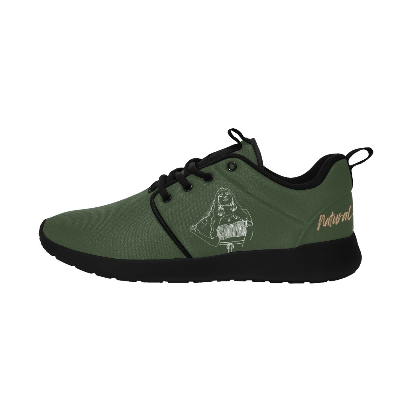 Natural Woman THINKING (WL) DARK GREEN w/ Black Sole Sneakers