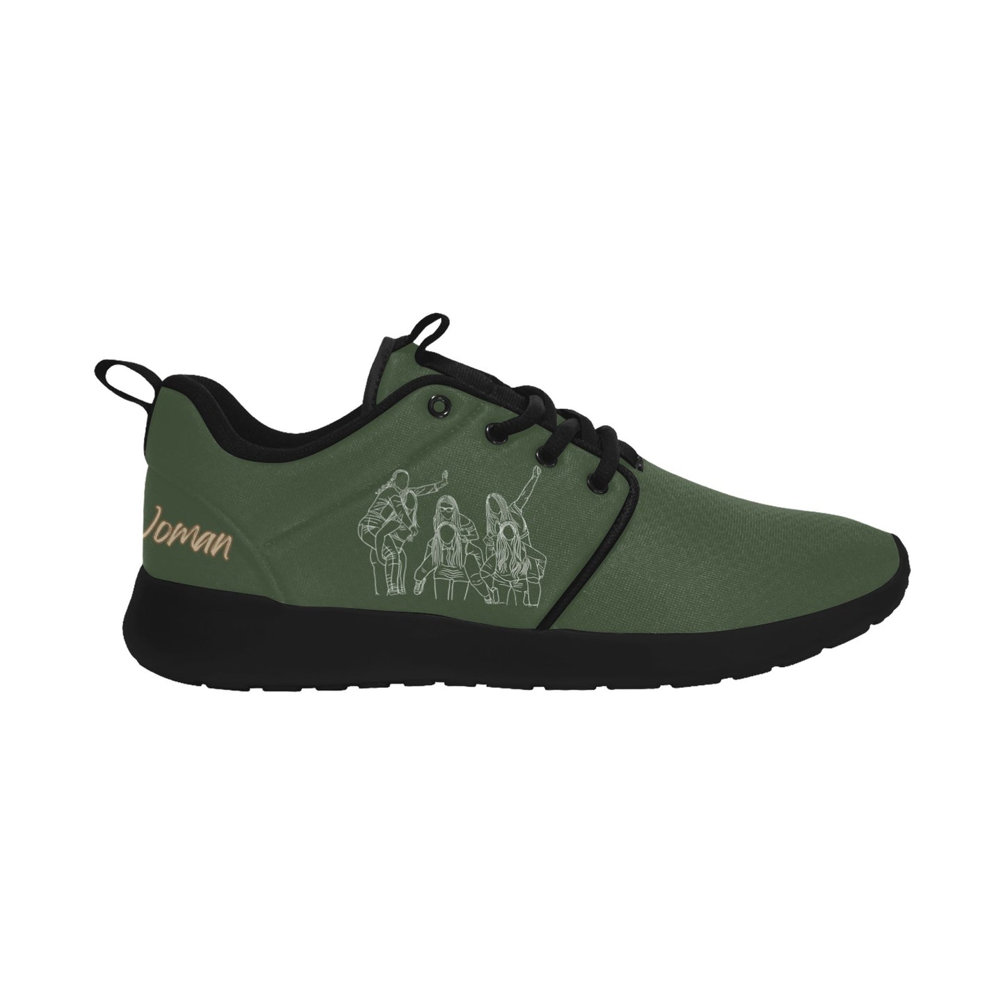 Natural Woman PIGGY BACK (WL) DARK GREEN w/ Black Sole Sneakers