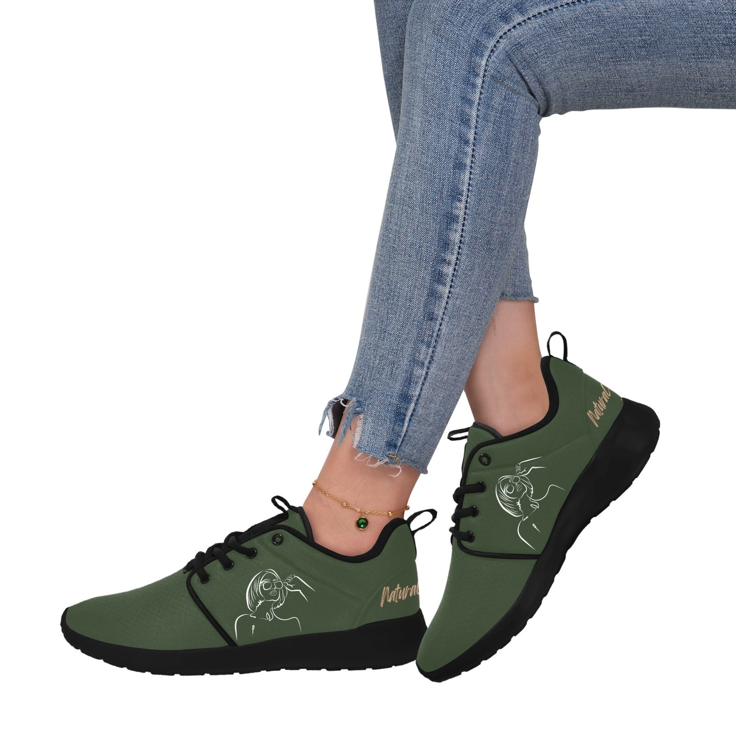 Natural Woman BRIGHT FUTURE (WL) DARK GREEN w/ Black Sole Sneakers