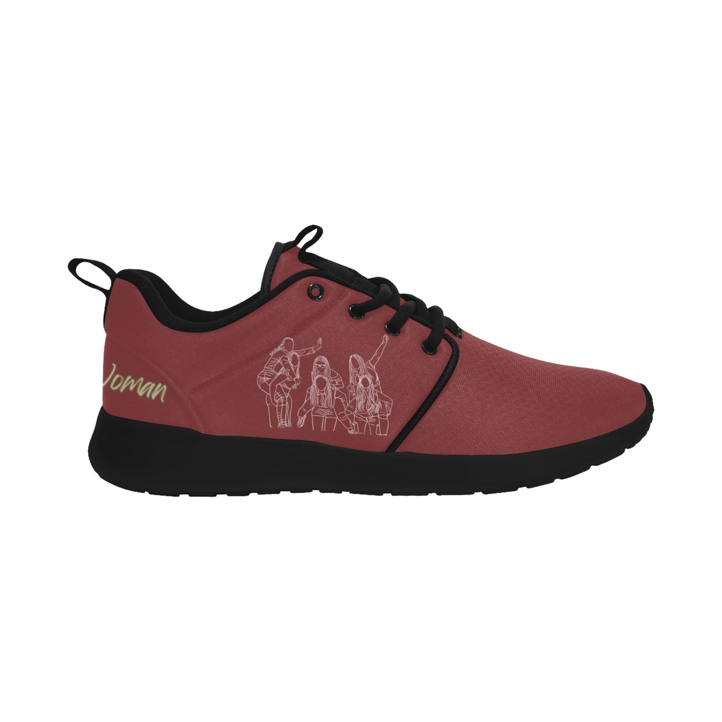 Natural Woman PIGGY BACK (WL) MAROON w/ Black Sole Sneakers