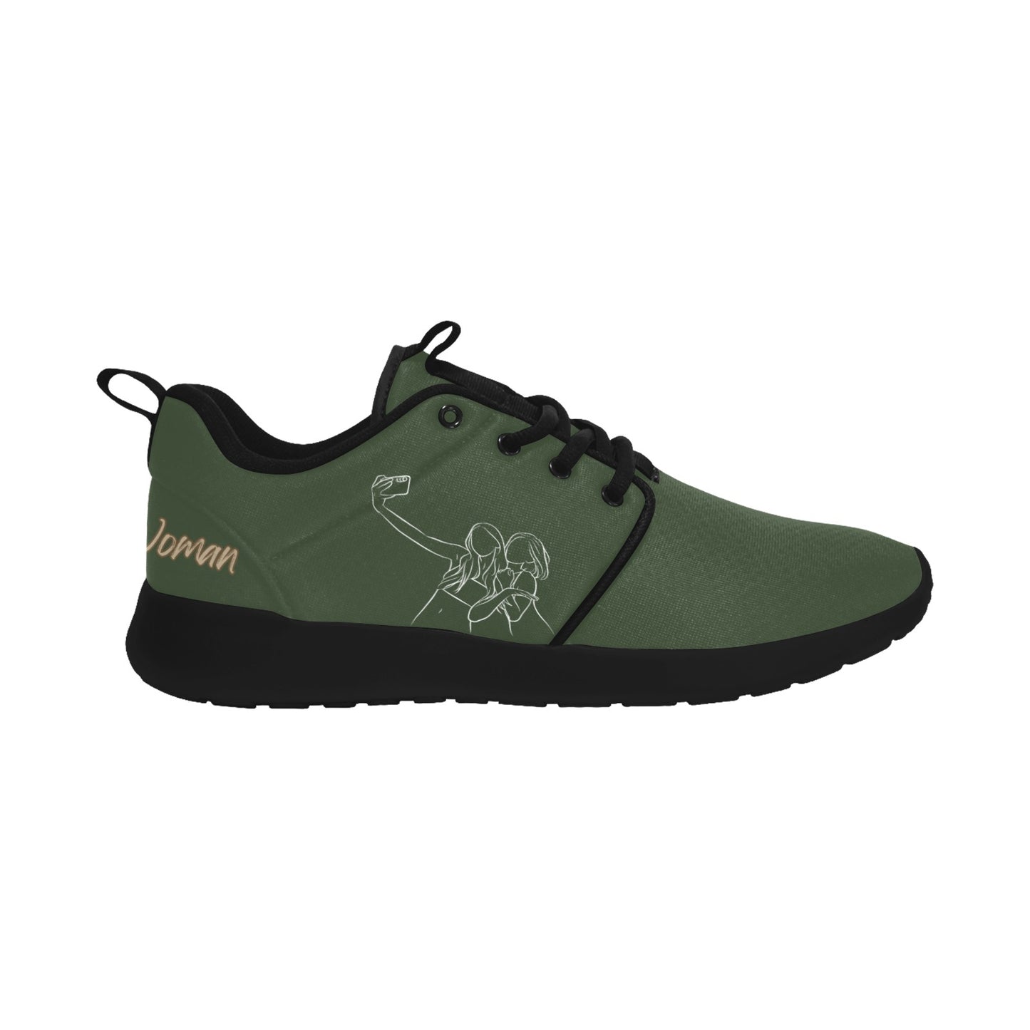 Natural Women FRIENDS SELFIE (WL) DARK GREEN w/ Black Sole Sneakers